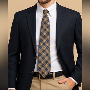 Tommy Hilfiger Silk Tie Plaid Check Geometric Vintage Preppy Men’s